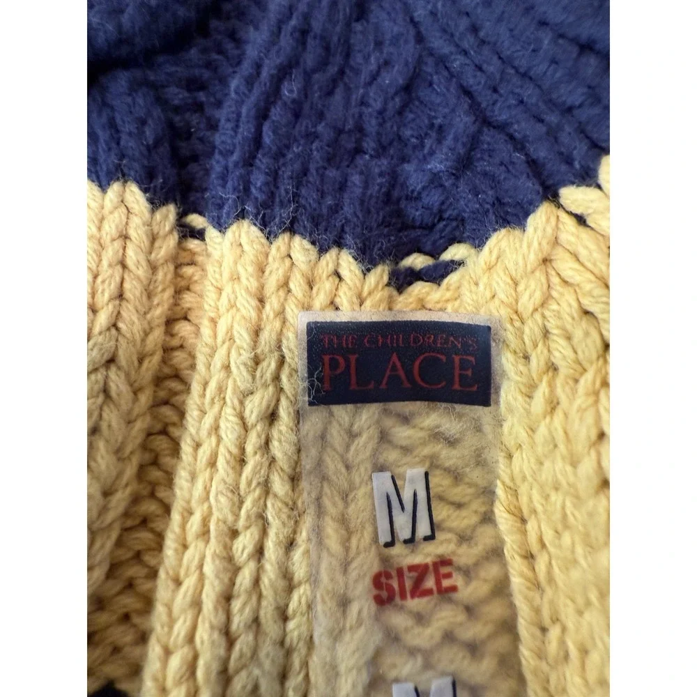 The Childrens Place Cable Knit Sweater  Blue Yellow Striped NWT Med 7‎ / 8